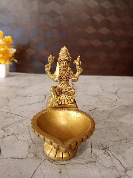 Buy Brass Amman Diya Lamp 4.5 Inch | Traditional Brass Pooja Lamp
