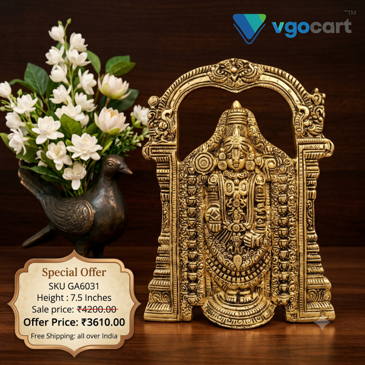 Buy Brass Balaji Wall Mount Idol 7.5 Inch | Handmade Lord Venkateswara Wall Decor
