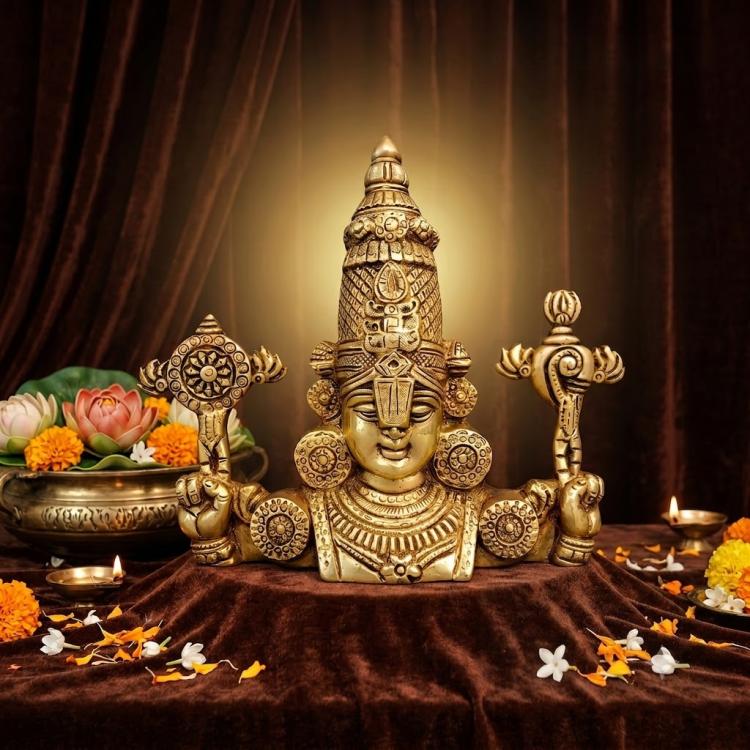 Buy Brass Balaji Sangu Chakra Wall Mount 9 Inch