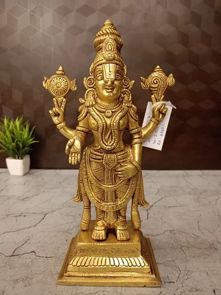 Buy Premium Brass Balaji Idol 11.5 Inch with Brass Round Chowki Stand