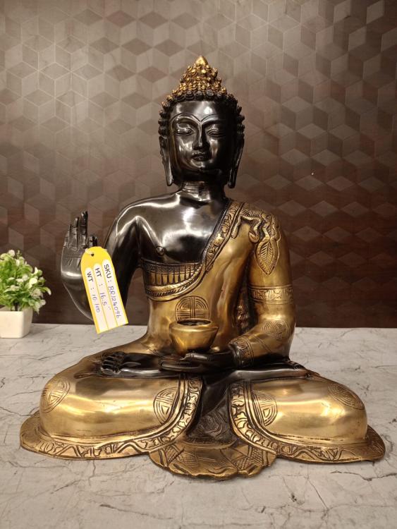 Buy Brass Buddha Black & Golden Finish Base Statue 16.5 Inch for Home & Office