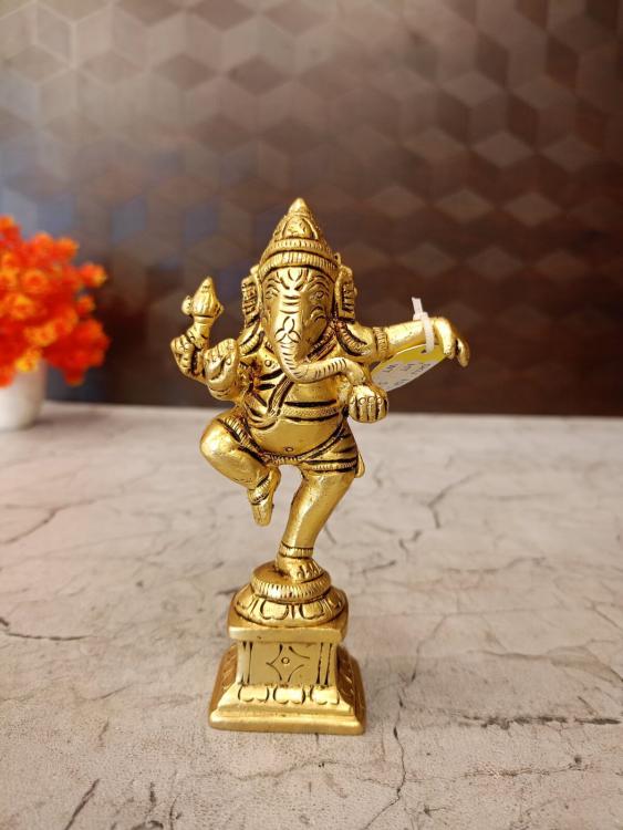Brass Ganesha Music Set 7 Inches | Brass Ganesha Gift & Home Décor Set