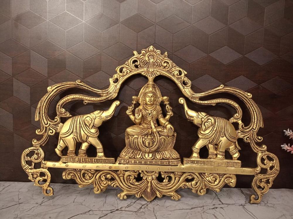 Buy Brass Gajalakshmi Wall Mount 11 Inch | Handcrafted Goddess Lakshmi Wall Hanging