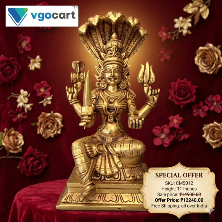 Brass Karumaari Amman Idol 17 Inch | Antique Brass Goddess Statue
