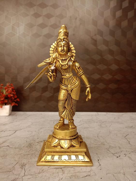 Brass Meenakshi Amman Idol 12 Inch Handcrafted Antique Brass Goddess Statue