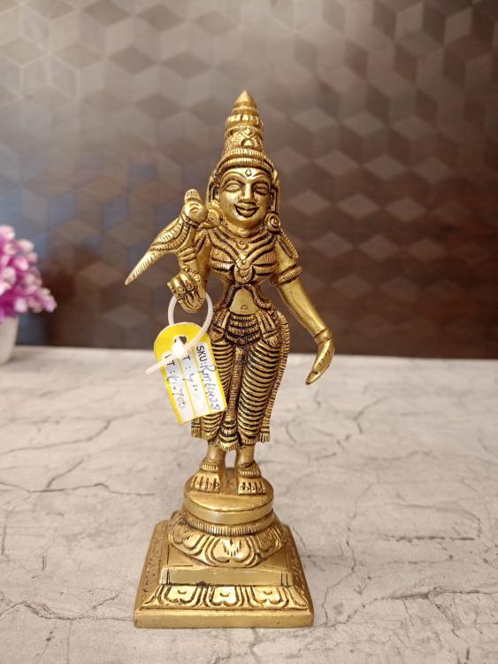Buy Brass Meenakshi Amman Idol 7 Inch | Handcrafted Antique Finish Brass Statue