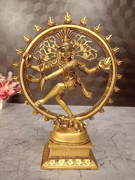 Buy Brass Natarajar Statue 12 Inch | Handcrafted Antique Finish Lord Shiva Idol for Pooja