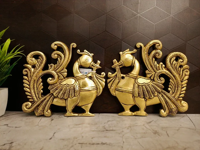 Buy Brass Annam Wall Mount Pair 6 Inch – Traditional Brass Swan Wall Décor for Home & Pooja