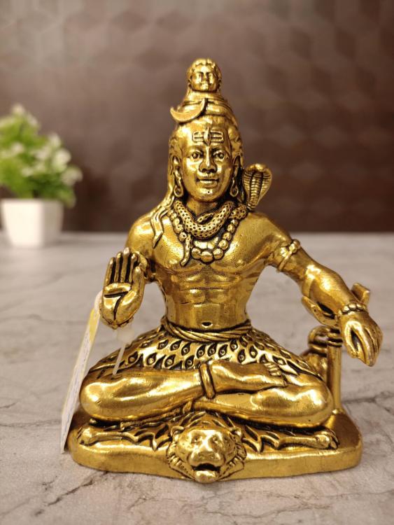 Premium Brass Fine Art Shiva Statue 4 Inch for Pooja & Home Temple