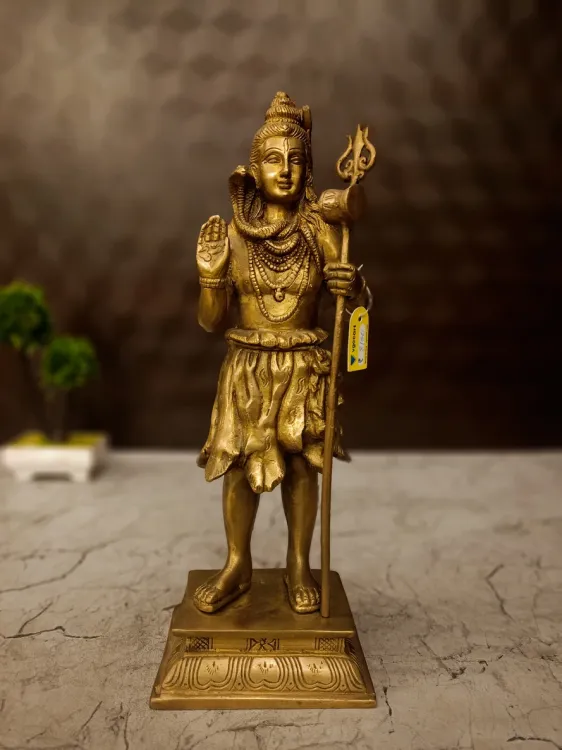 Premium Brass Lord Shiva Idol 14 Inch for Pooja & Home Temple