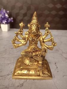 Brass Small Varahi Amman Idol 4 Inch Handcrafted Antique Brass Goddess Statue