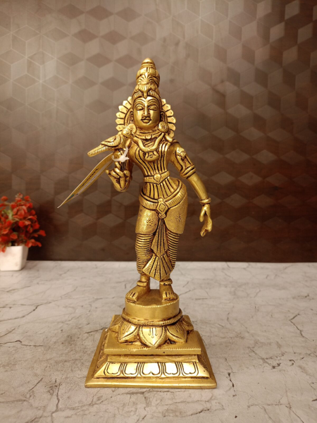 Brass Meenakshi Amman Idol 12 Inch Handcrafted Antique Brass Goddess Statue