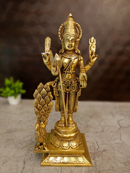 Brass Peacock Murugan Idol 14.5"