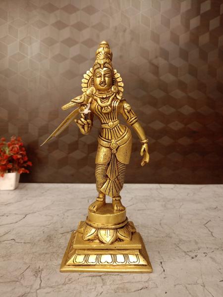 Brass Meenakshi Amman Idol 12 Inch Handcrafted Antique Brass Goddess Statue