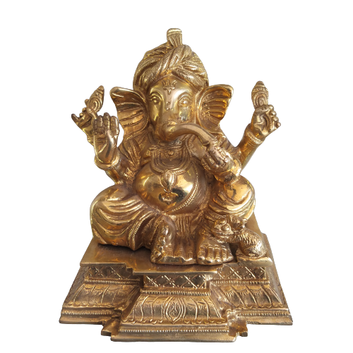 Brass Pagadi Ganesha Statue 7.5 Inch | Antique Finish Lord Ganesha Idol for Home & Office