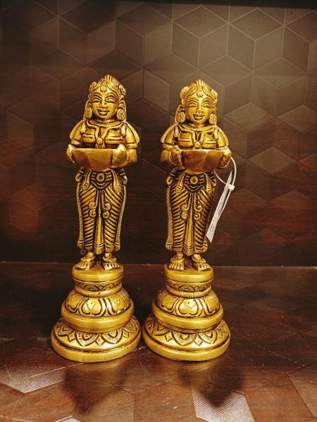Buy Brass Pavai Diya Pair Pavai Vilakku Set Pure Brass for Home 8 Inches