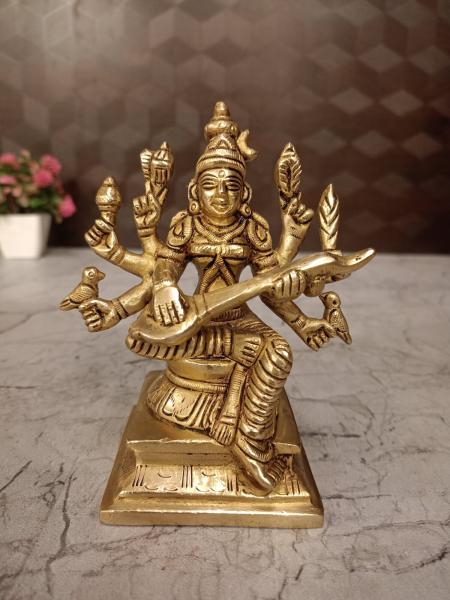 Buy Brass Goddess Rajamatangi Idol 5 Inch | Handcrafted Antique Finish Brass Murti for Home Temple