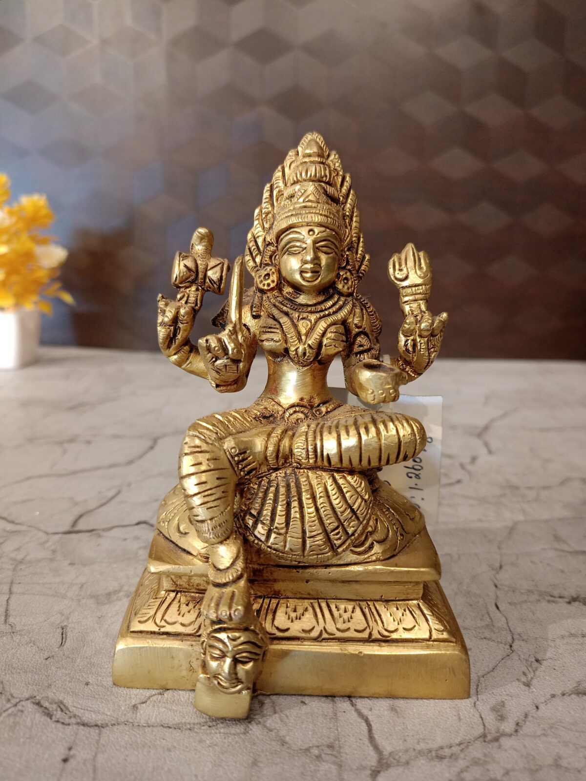 Brass Amman Idol 5 Inch Handcrafted Antique Brass Goddess Statue for Home & Pooja