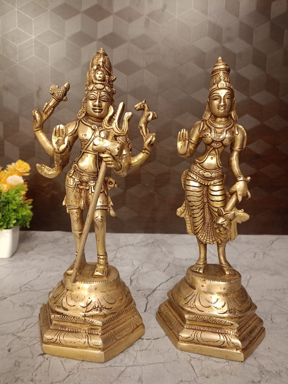 Buy Lord Shiva and Parvati Brass Statue 11 Inch