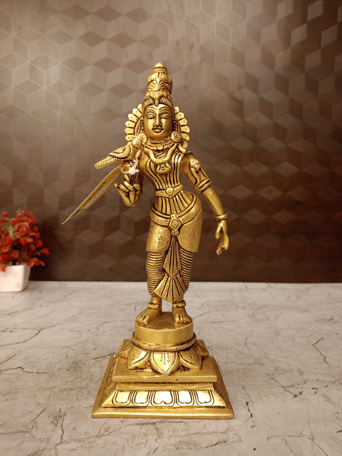Brass Meenakshi Amman Idol 12 Inch Handcrafted Antique Brass Goddess Statue