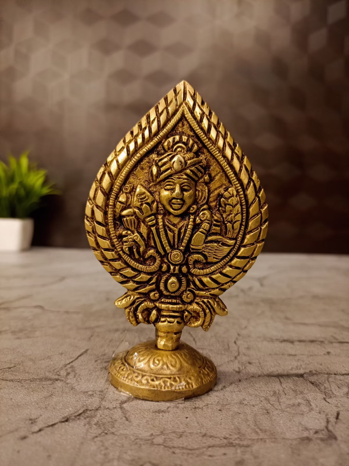 Brass Murugan Vel with Face 4 Inches for Home Pooja
