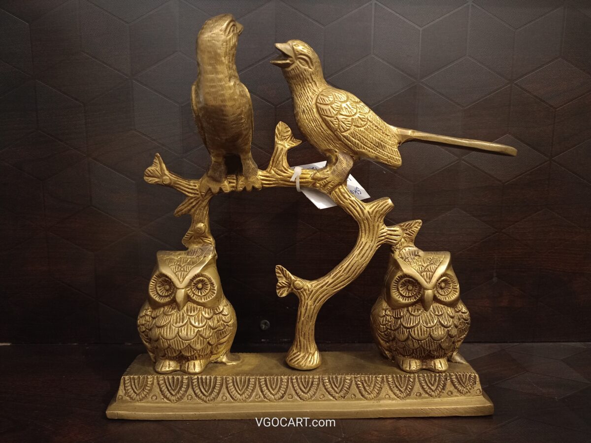 Buy Brass Owls & Birds on Tree Showpiece 8.5 Inch