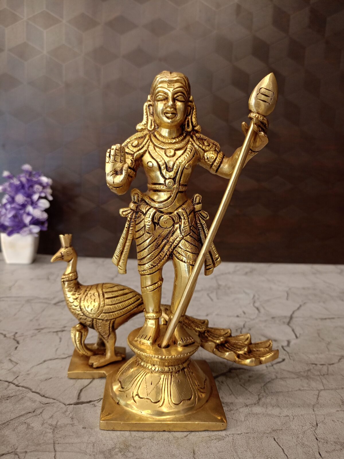 Brass Palani Murugan Statue 9 Inches for Home Pooja