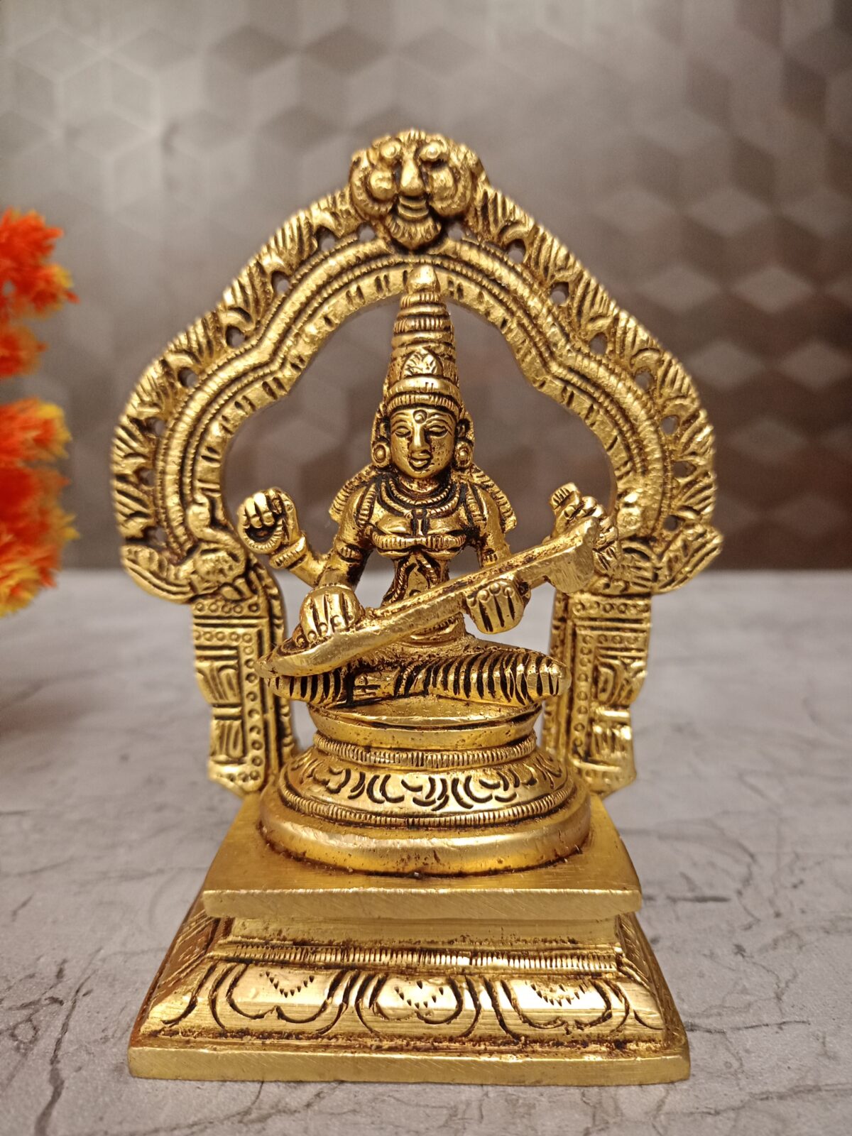 Buy Brass Saraswathi Statue for Pooja 5.5 Inch