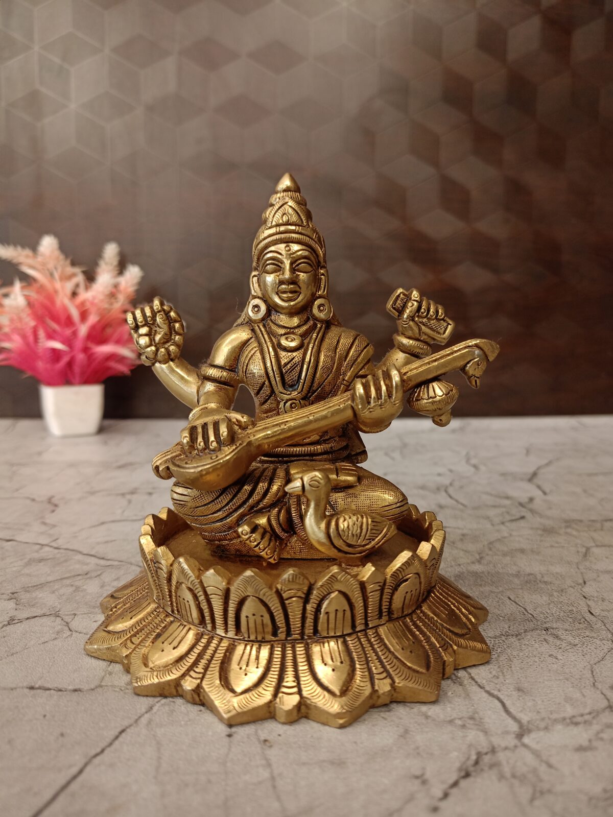 Buy Brass Saraswathi Statue for Pooja 4 Inch